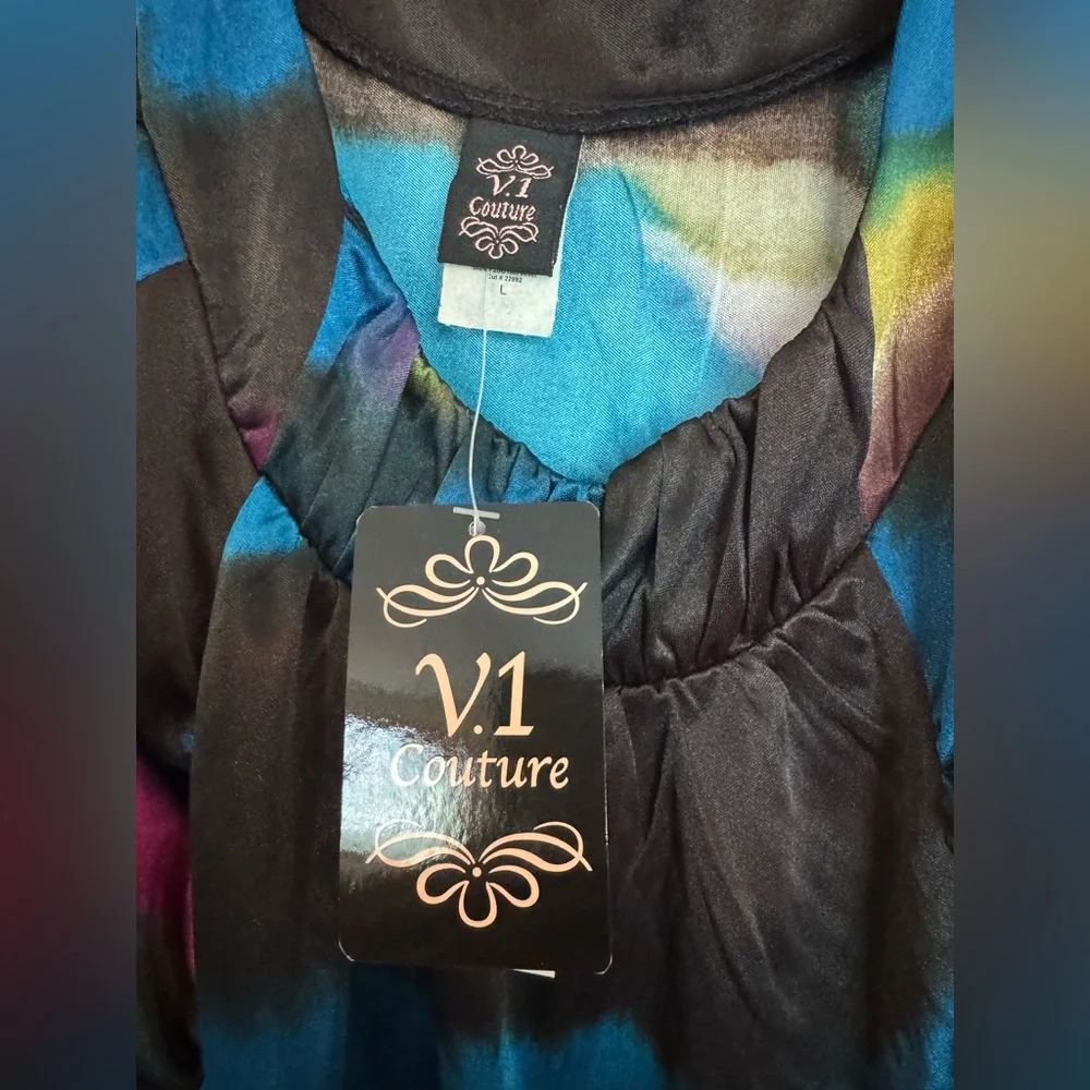 V.1 Couture Y2K Multicolor Ruched Tank Top NWT Large